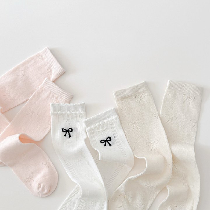 Miso - Korean Children Fashion - #kidzfashiontrend - Ribbon Soft Half Tights Set - 12