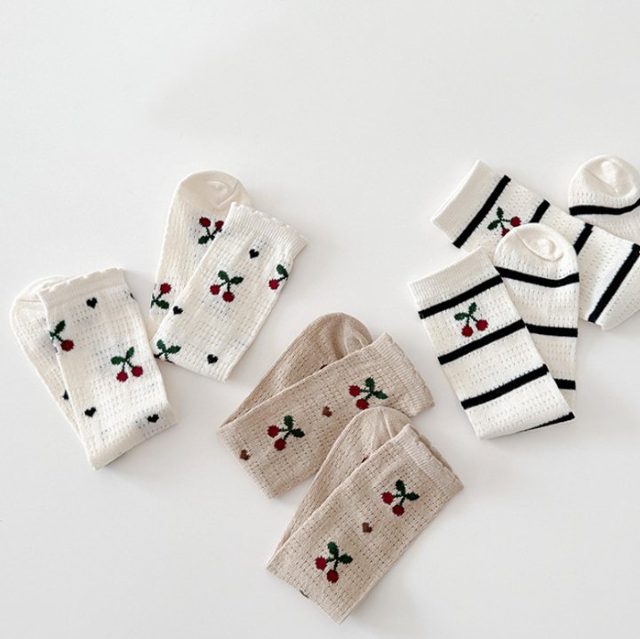 Miso - Korean Children Fashion - #littlefashionista - Cherry Stripe Half Tights Set - 6
