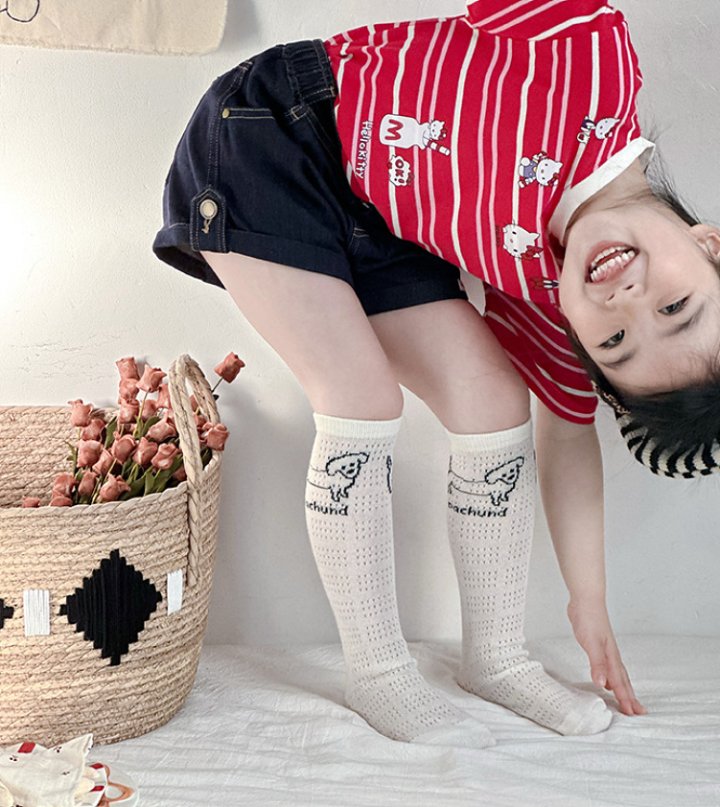 Miso - Korean Children Fashion - #littlefashionista - Tiny Dot Stripe Half Tights Set - 5
