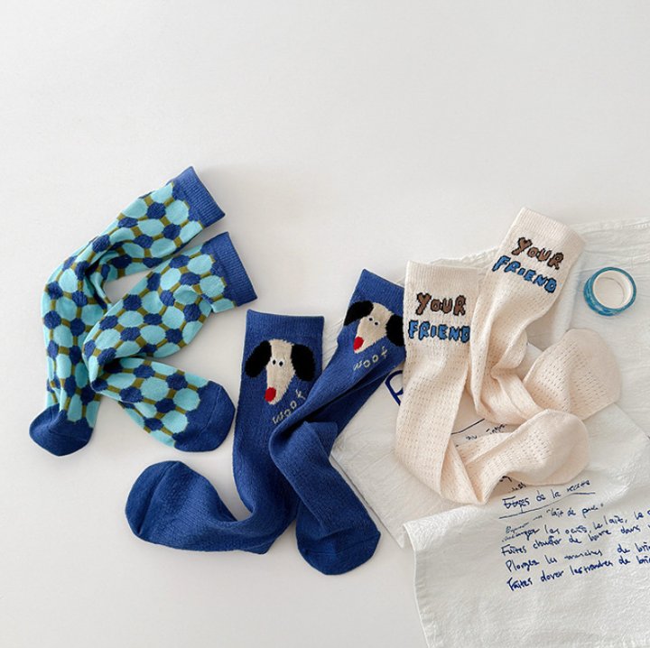 Miso - Korean Children Fashion - #littlefashionista - Blue Puppy Half Tights Set - 2