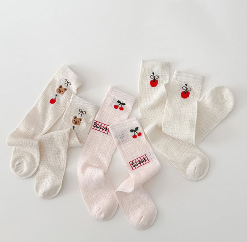Miso - Korean Children Fashion - #littlefashionista - Cherry Bear Tights Set - 2