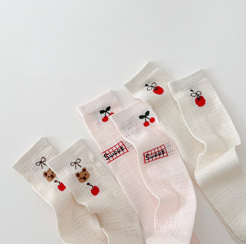 Miso - Korean Children Fashion - #magicofchildhood - Cherry Bear Tights Set - 3