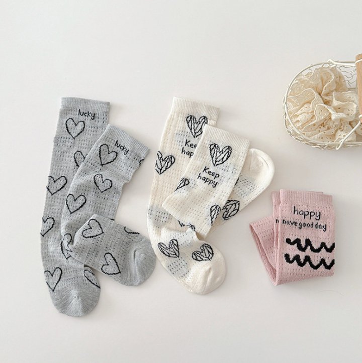 Miso - Korean Children Fashion - #minifashionista - Heart Wave Half Tights Set - 12