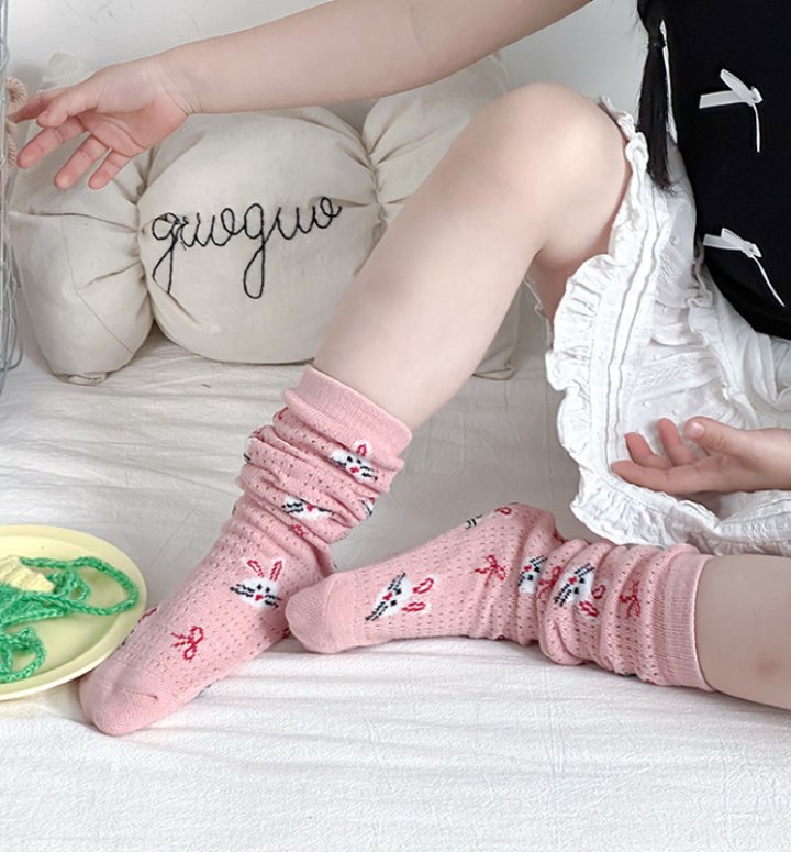 Miso - Korean Children Fashion - #minifashionista - Pink Rabbit Half Tights Set - 11