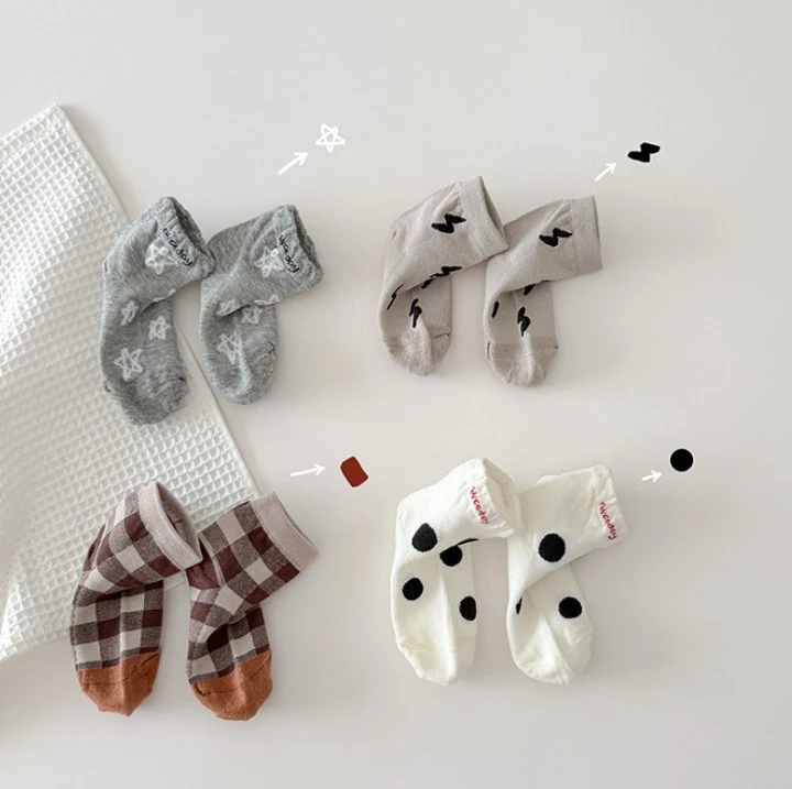 Miso - Korean Children Fashion - #todddlerfashion - Lightning Star Socks Set - 3