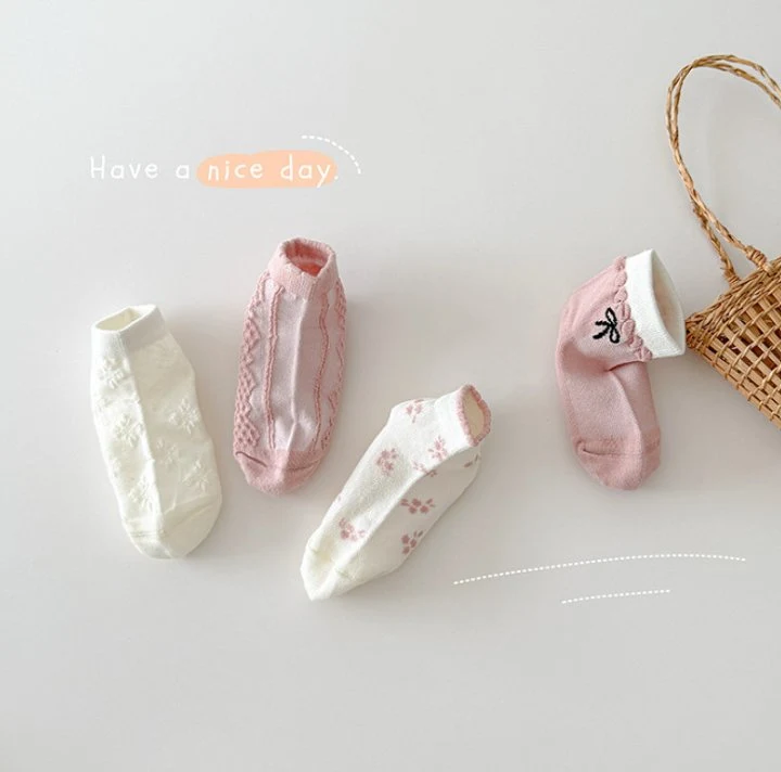 Miso - Korean Children Fashion - #todddlerfashion - Ribbon Pink Socks Set - 2