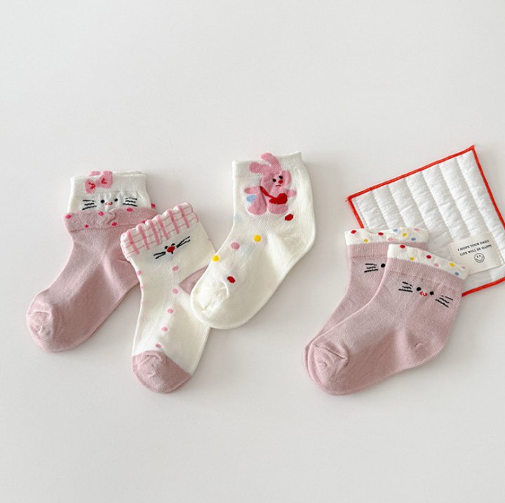 Miso - Korean Children Fashion - #toddlerclothing - Rabbit Kitty Socks Set - 2