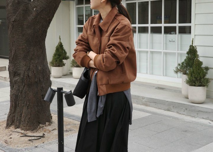 Moani - Korean Women Fashion - #momslook - Suede Bomber Jacket - 5