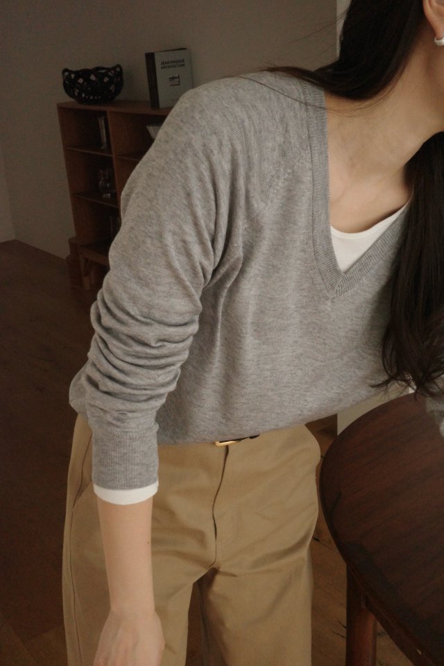 Moani - Korean Women Fashion - #momslook - Summer Silk-Wool V-Neck Knit - 9