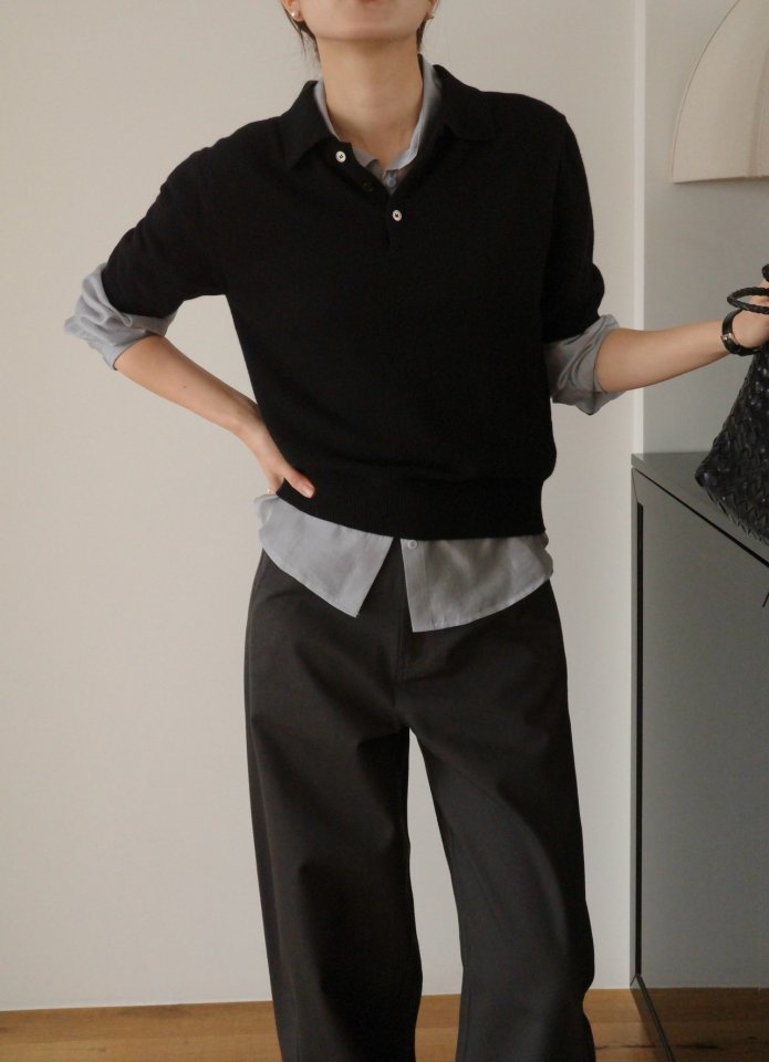 Moani - Korean Women Fashion - #momslook - Half Slub Collar Knit Top - 2