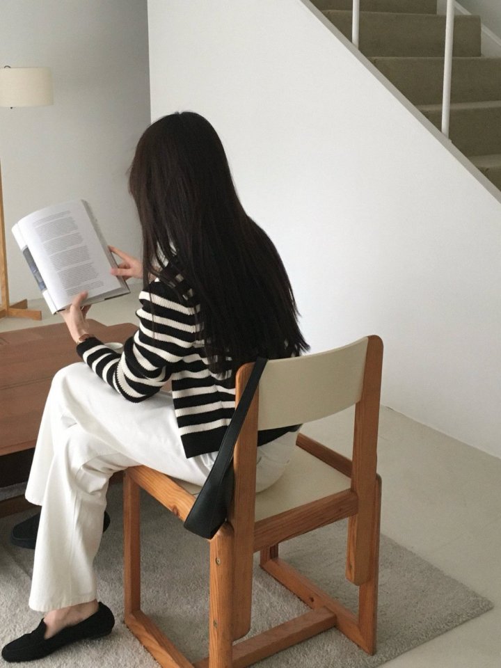 Moani - Korean Women Fashion - #momslook - French Stripe Cardigan - 3
