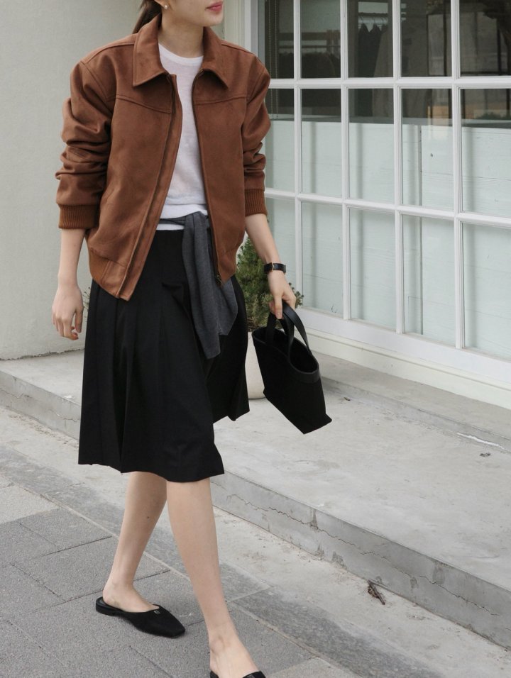 Moani - Korean Women Fashion - #thelittlethings - Suede Bomber Jacket - 2