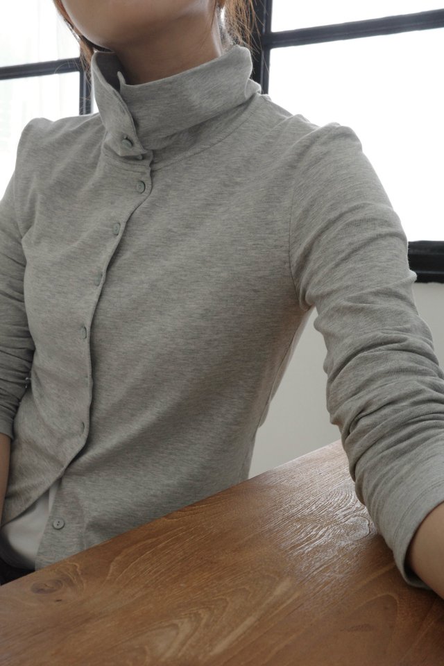 Moani - Korean Women Fashion - #womensfashion - High-Neck Button Cardigan - 8