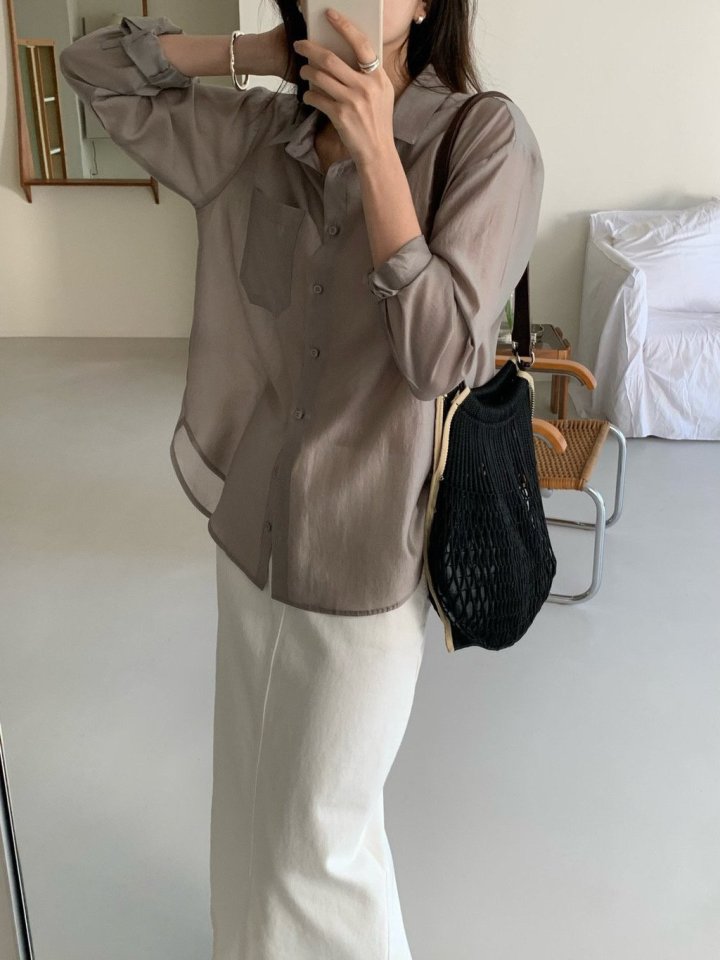 Moani - Korean Women Fashion - #womensfashion - Sheer Loose-Fit Shirt - 5