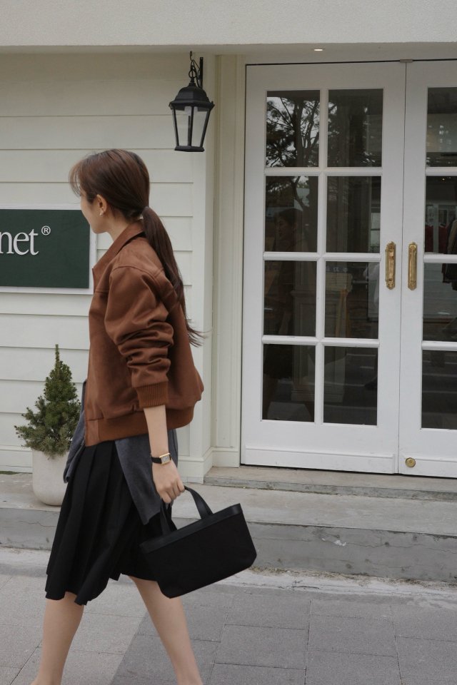 Moani - Korean Women Fashion - #womensfashion - Suede Bomber Jacket - 6
