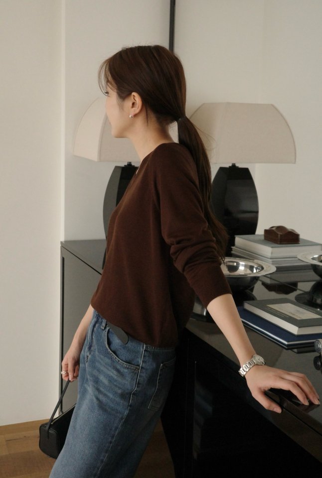 Moani - Korean Women Fashion - #momslook - Summer Silk-Wool V-Neck Knit - 4