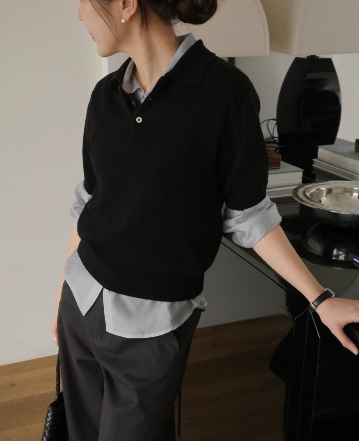 Moani - Korean Women Fashion - #womensfashion - Half Slub Collar Knit Top