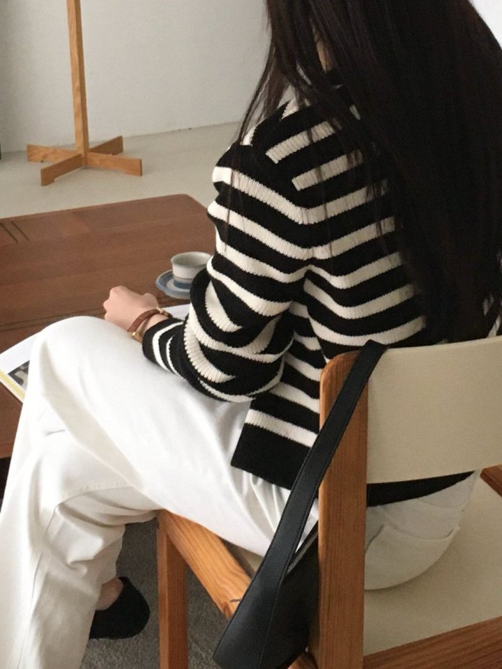 Moani - Korean Women Fashion - #momslook - French Stripe Cardigan - 4