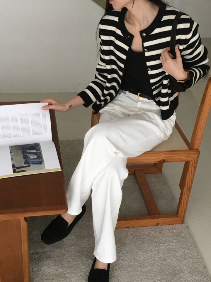 Moani - Korean Women Fashion - #womensfashion - French Stripe Cardigan - 6