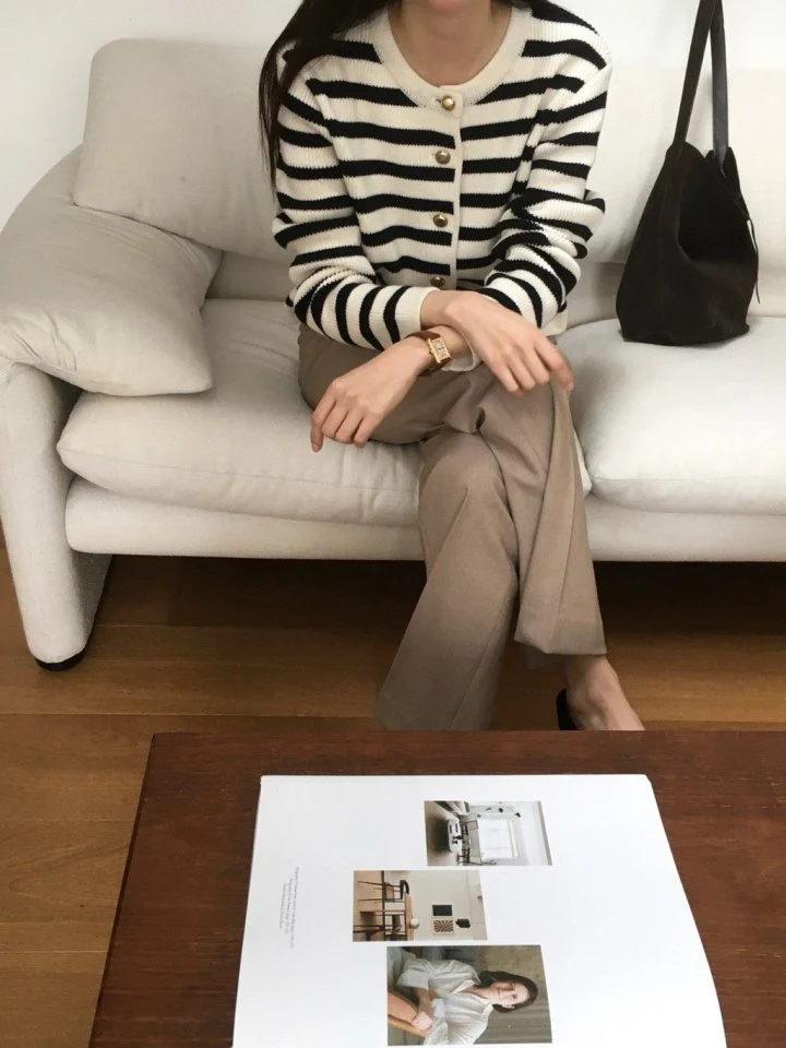 Moani - Korean Women Fashion - #womensfashion - French Stripe Cardigan - 8