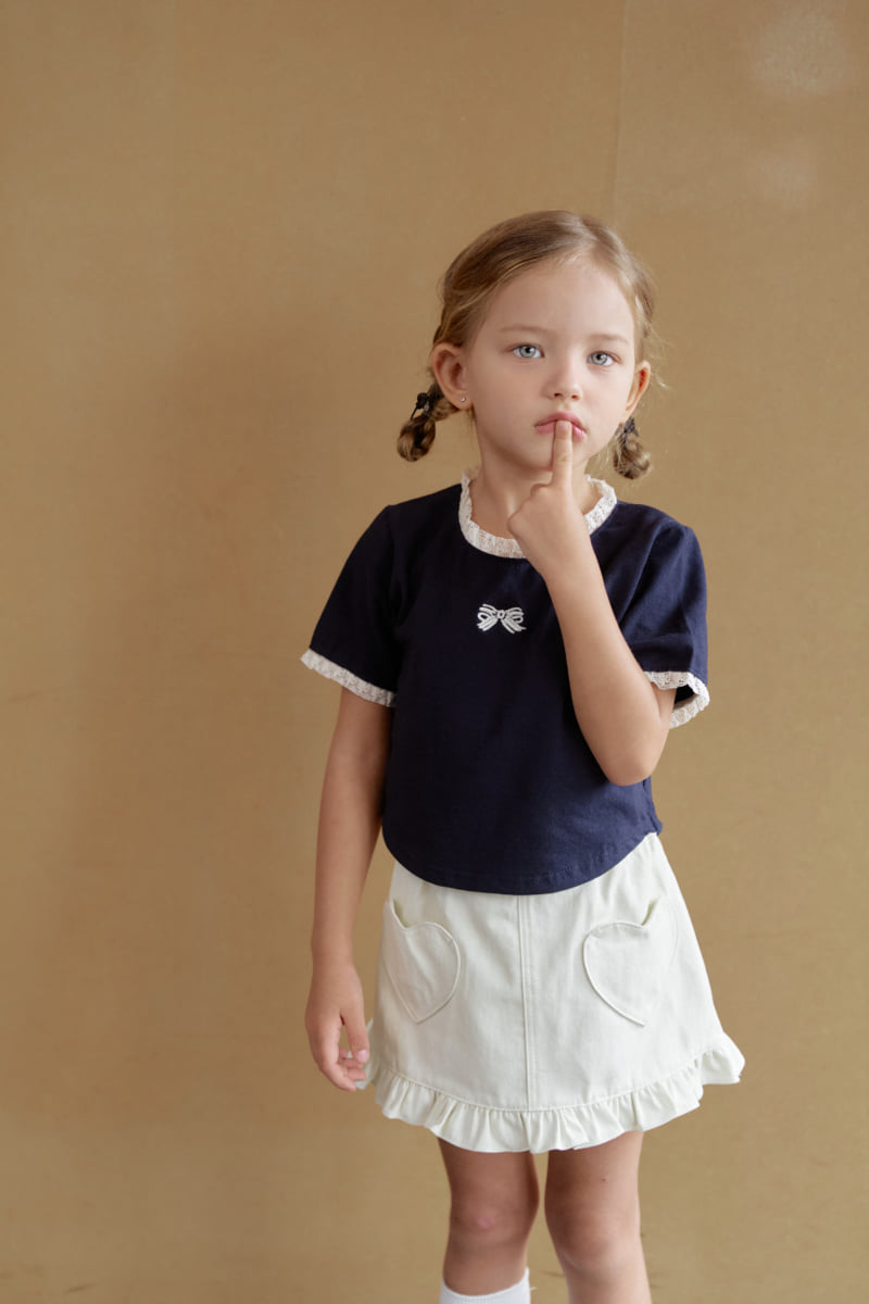 Momo Ann - Korean Children Fashion - #kidzfashiontrend - Ribbon Lace Tee - 4