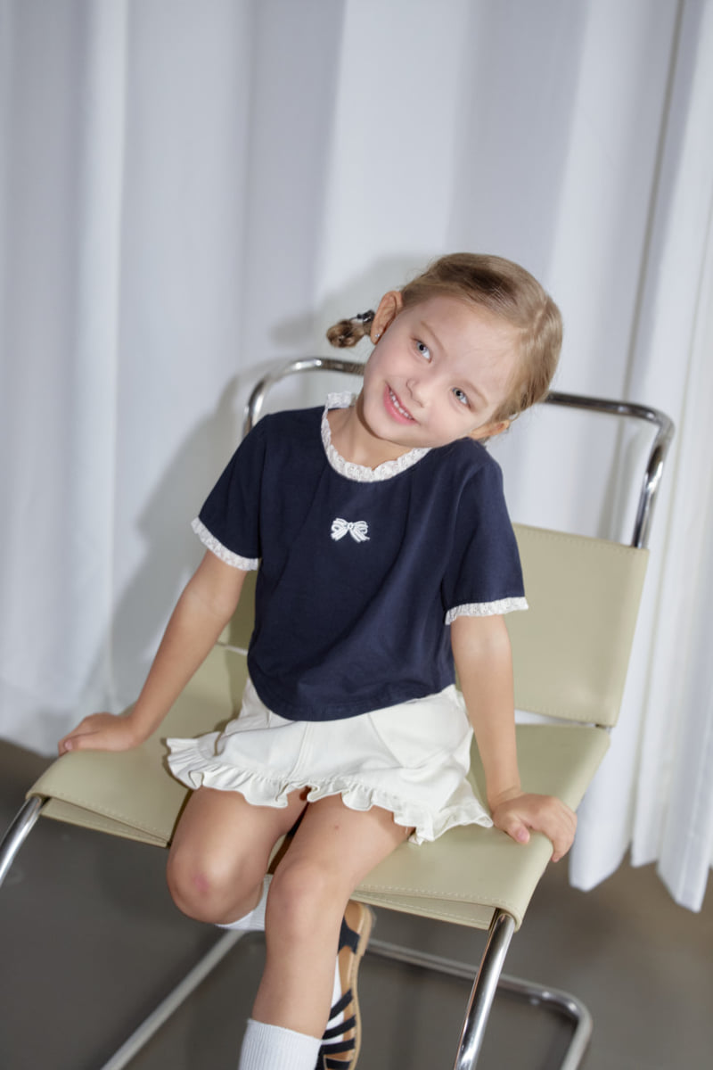 Momo Ann - Korean Children Fashion - #littlefashionista - Ribbon Lace Tee - 5