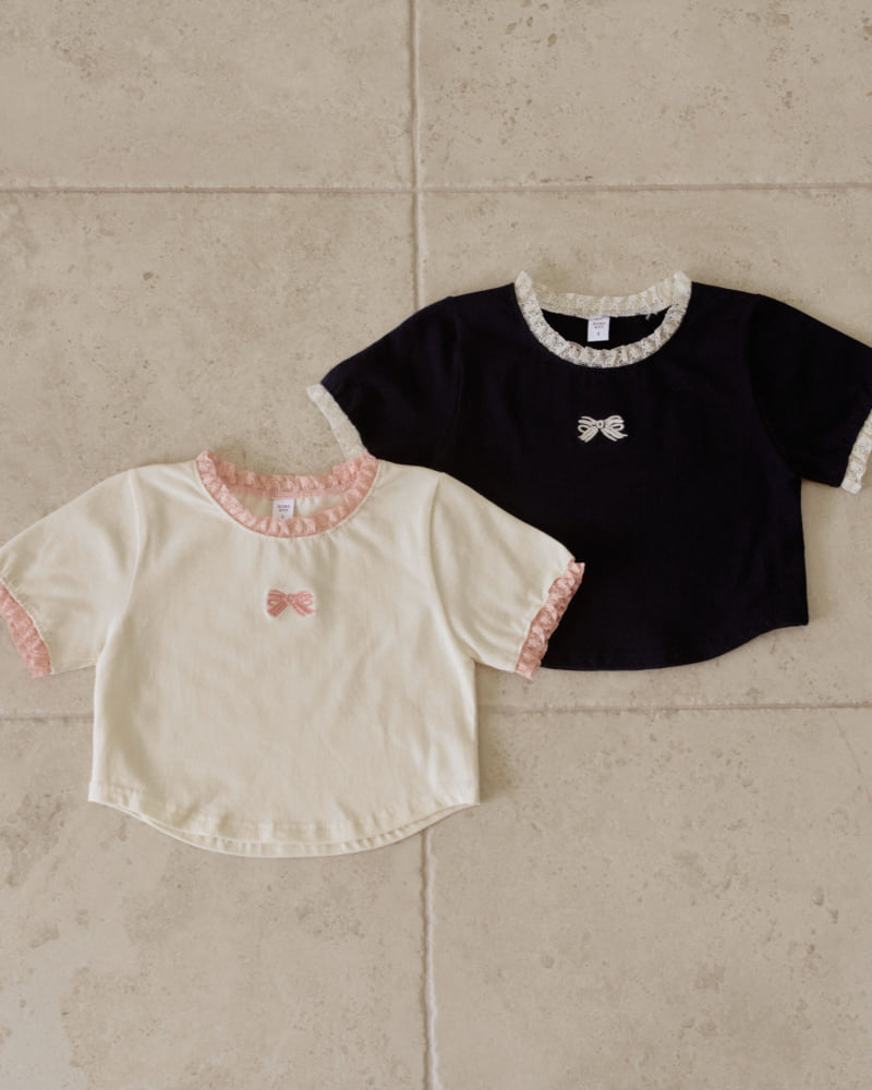 Momo Ann - Korean Children Fashion - #magicofchildhood - Ribbon Lace Tee - 6