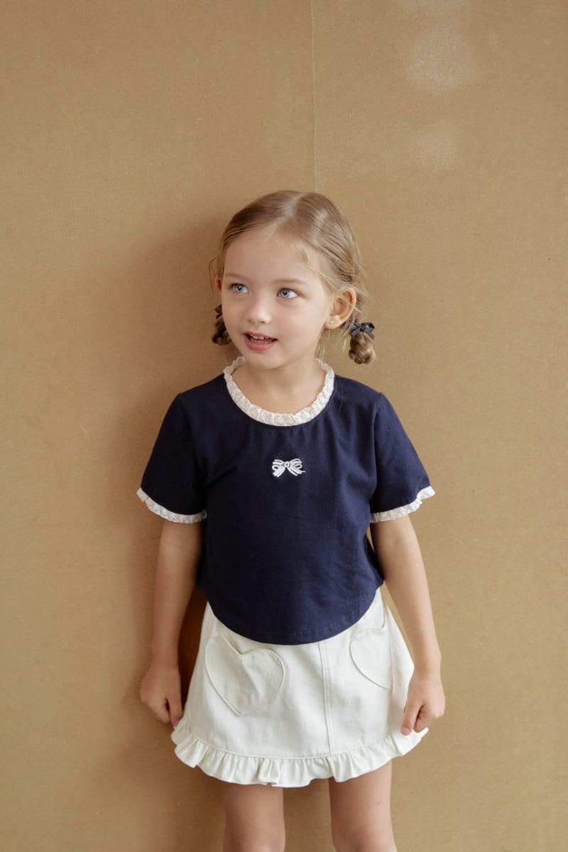 Momo Ann - Korean Children Fashion - #minifashionista - Ribbon Lace Tee - 7