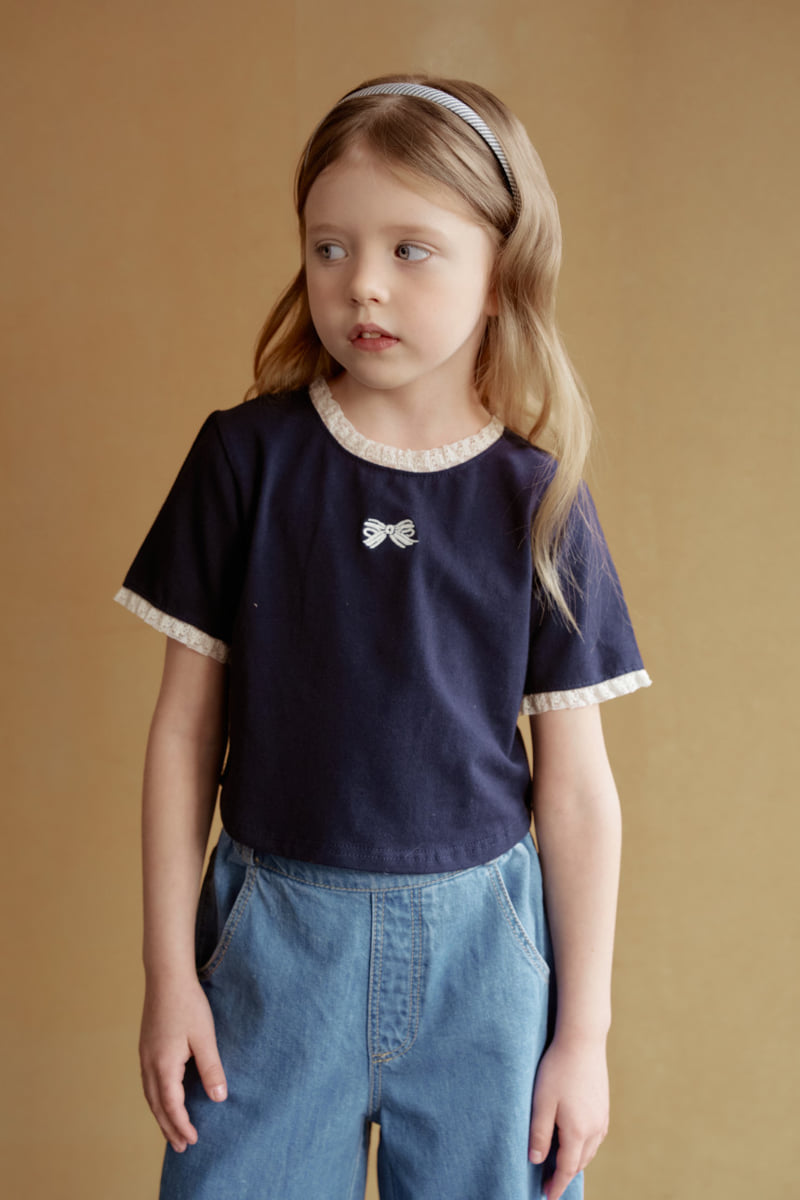Momo Ann - Korean Children Fashion - #prettylittlegirls - Ribbon Lace Tee - 8