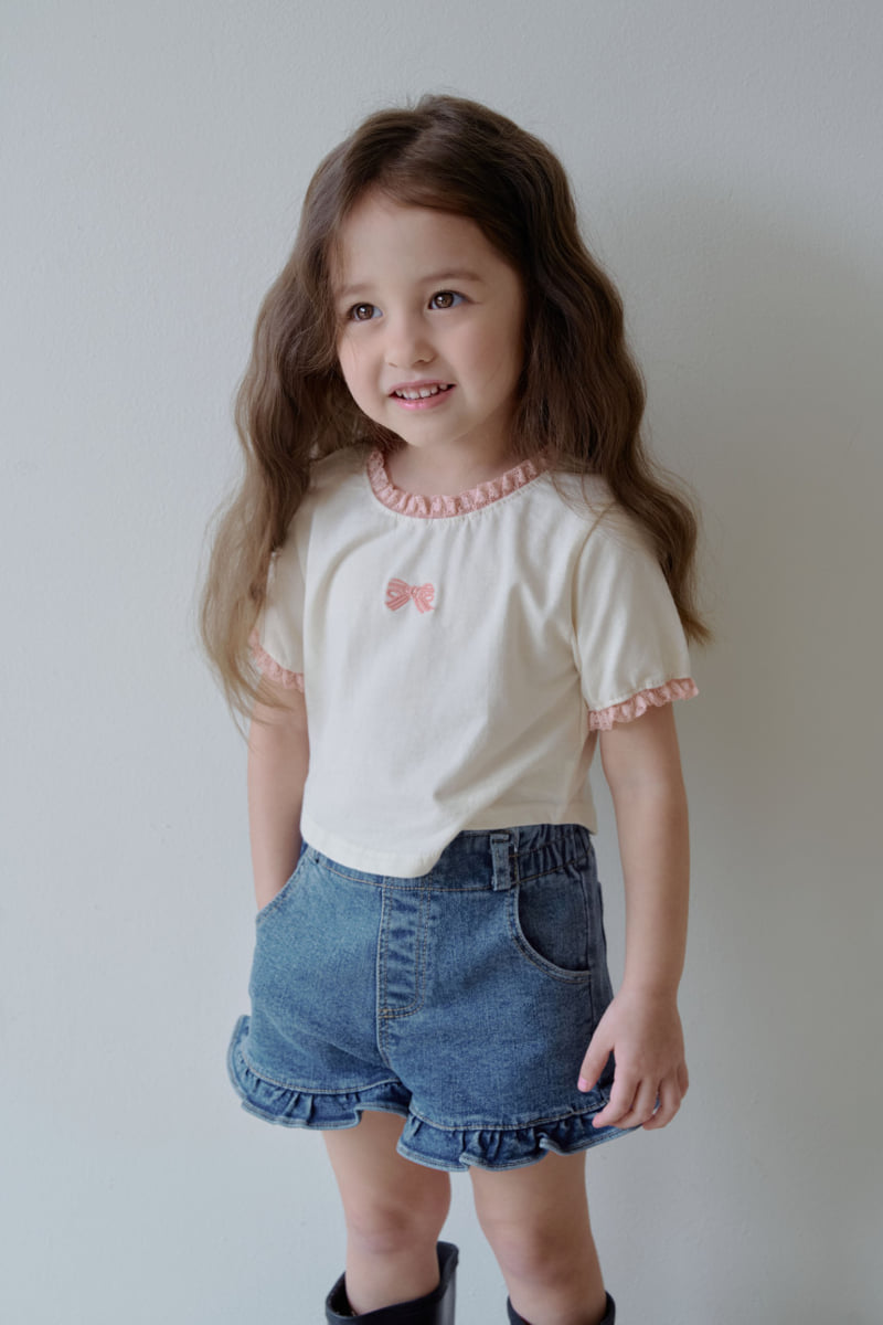 Momo Ann - Korean Children Fashion - #toddlerclothing - Ribbon Lace Tee - 10