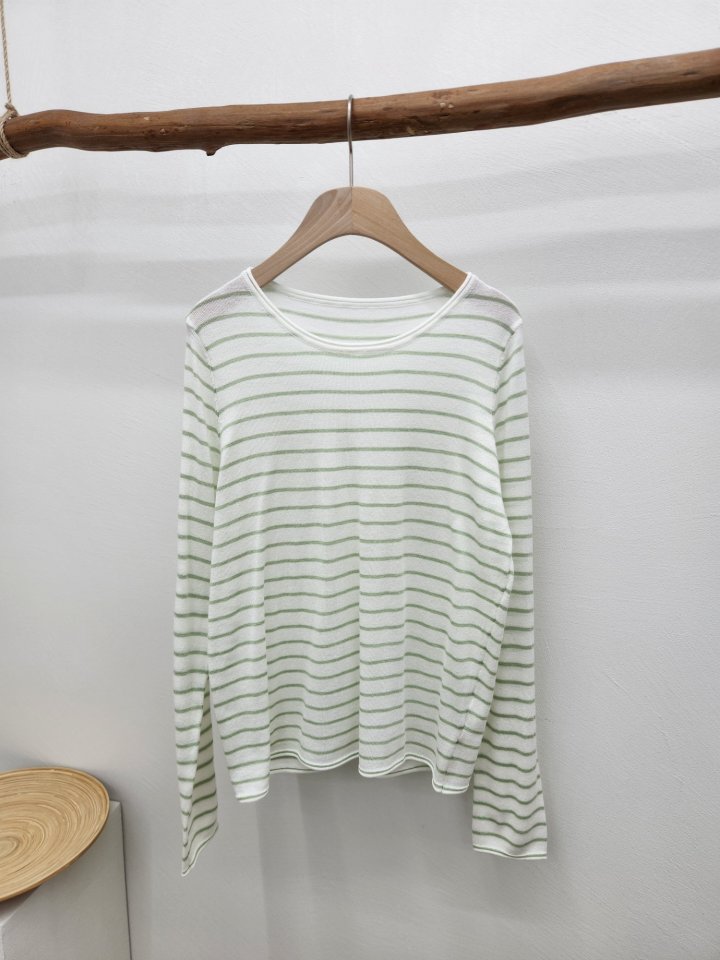 Most - Korean Women Fashion - #vintagekidsstyle - Normal Stripe Round Tee - 4