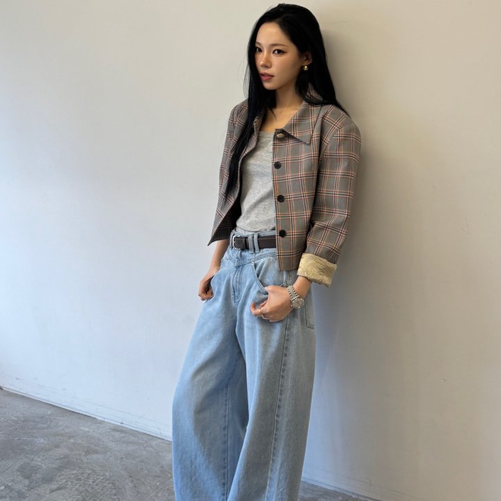 Neroli36 - Korean Women Fashion - #momslook - H Tutu Check Jacket - 10