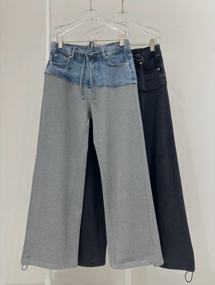 Neroli36 - Korean Women Fashion - #momslook - M Mixed Terry Denim Pants