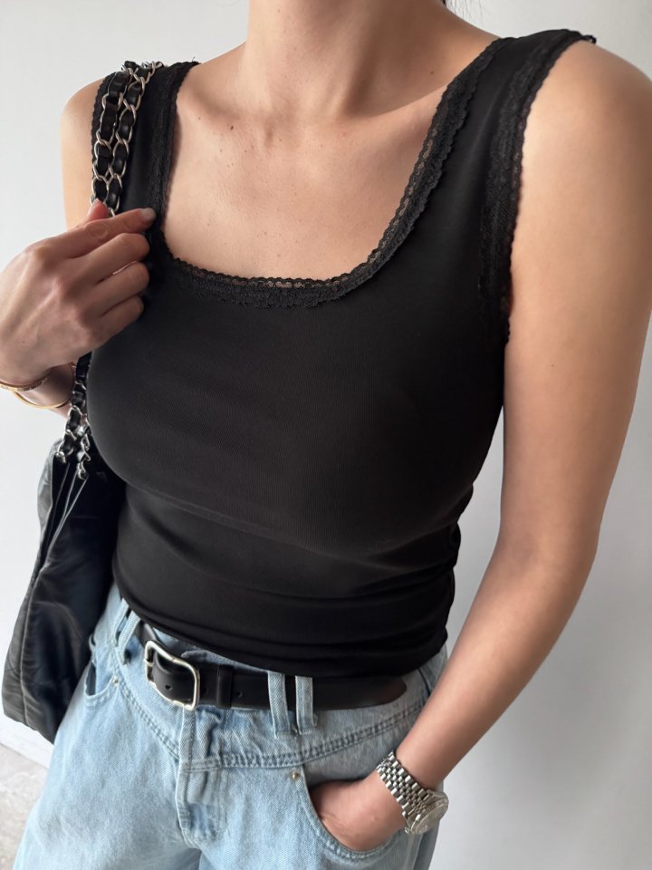 Neroli36 - Korean Women Fashion - #momslook - H Bra Cup Sleeveless Top - 9
