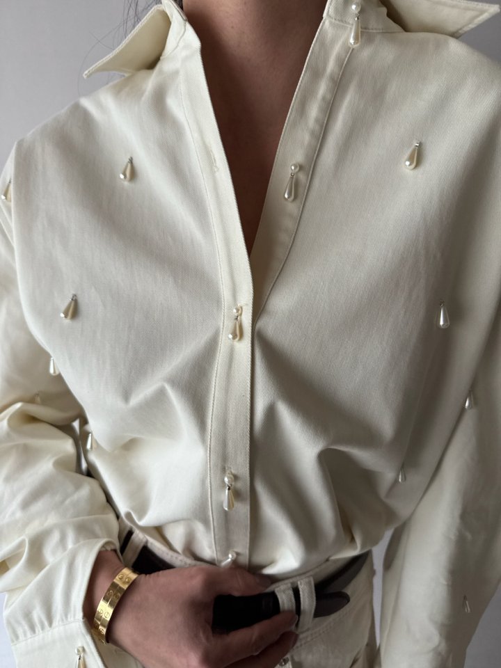 Neroli36 - Korean Women Fashion - #pursuepretty - M Pearl Box Shirt - 11