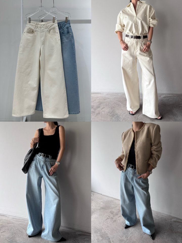 Neroli36 - Korean Women Fashion - #vintagekidsstyle - Double Denim Pants - 4