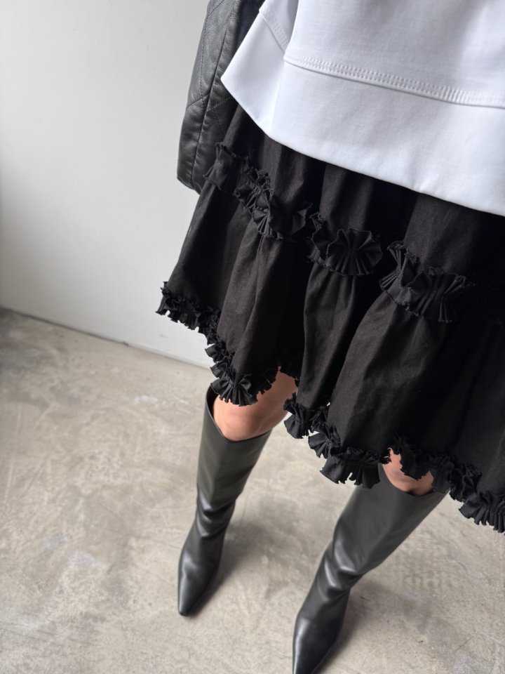 Neroli36 - Korean Women Fashion - #restrostyle - H Tiered Skirt - 5