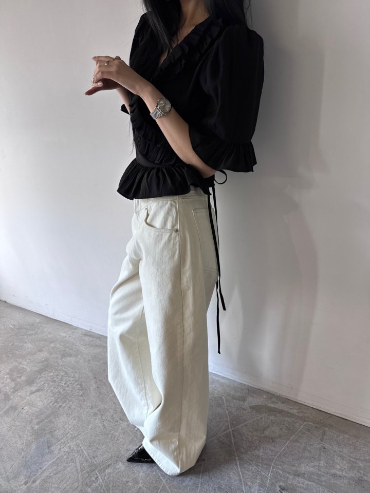 Neroli36 - Korean Women Fashion - #shopsmall - Frill Wrap Blouse - 8