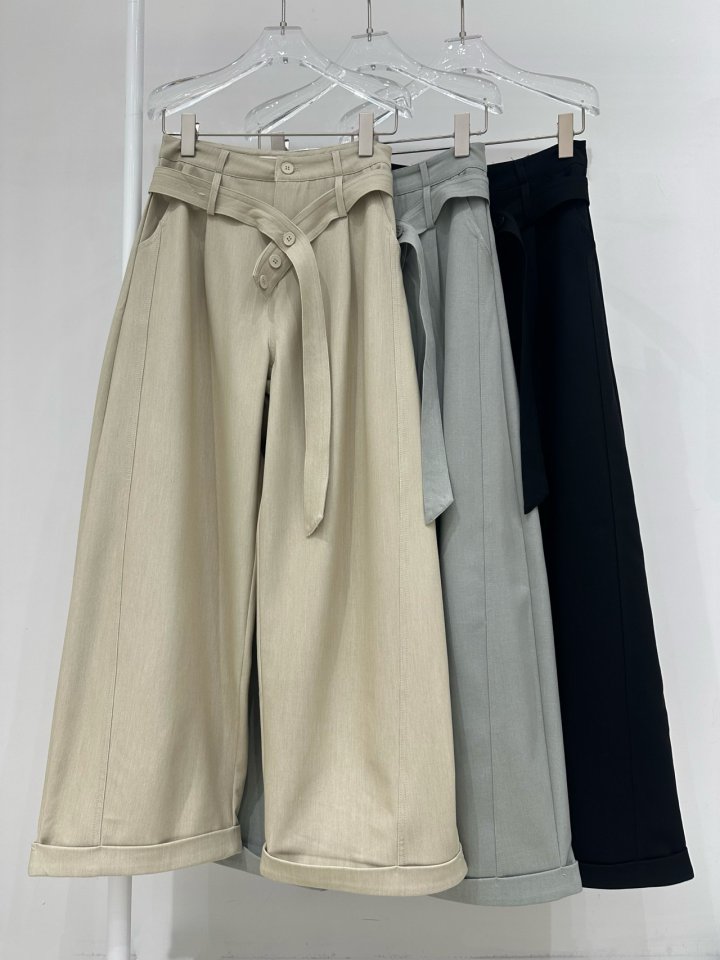 Neroli36 - Korean Women Fashion - #thelittlethings - M Curved Belt Pants