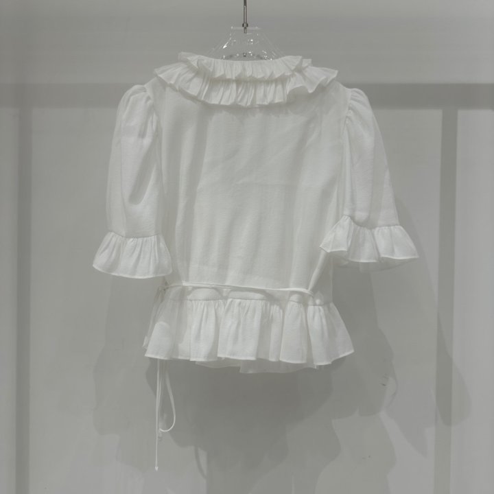Neroli36 - Korean Women Fashion - #vintageinspired - Frill Wrap Blouse - 3