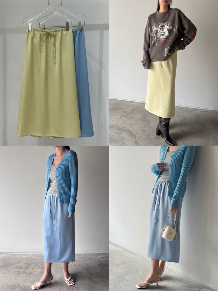 Neroli36 - Korean Women Fashion - #momslook - Color Satin Skirt - 4