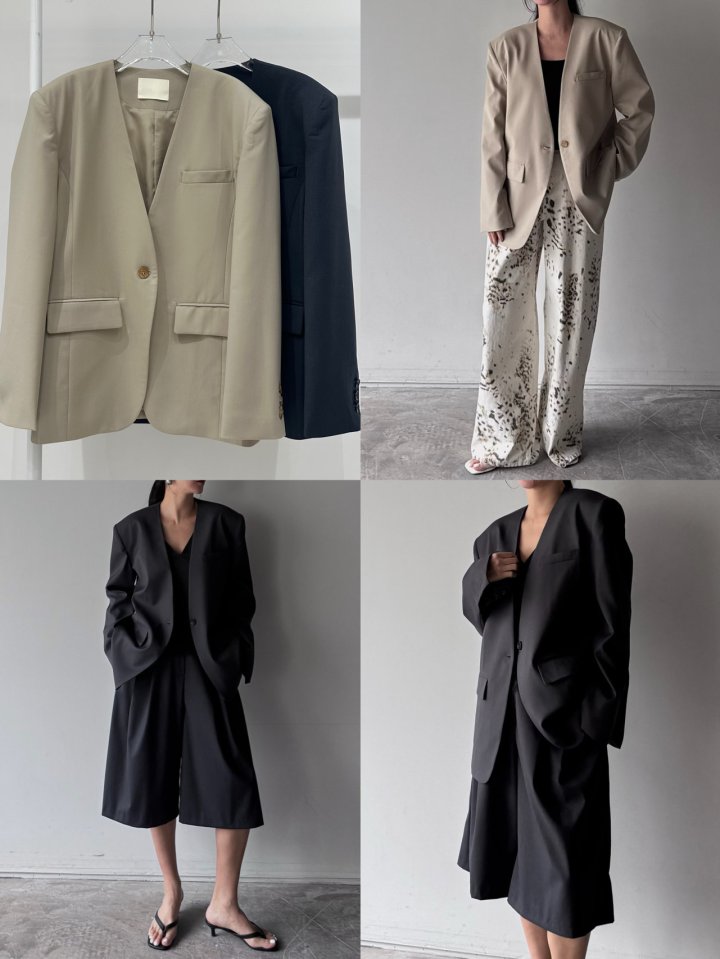H No-Collar Single Jacket by Neroli36 for Women - view 6