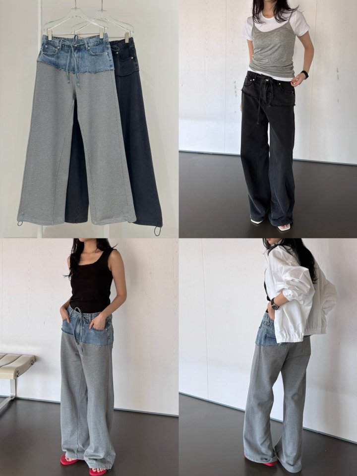 Neroli36 - Korean Women Fashion - #momslook - M Mixed Terry Denim Pants - 4