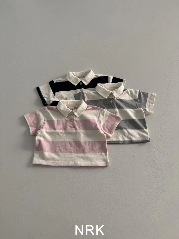 Nrk - Korean Children Fashion - #kidsshorts - Bold Stripe Collar Tee - 9
