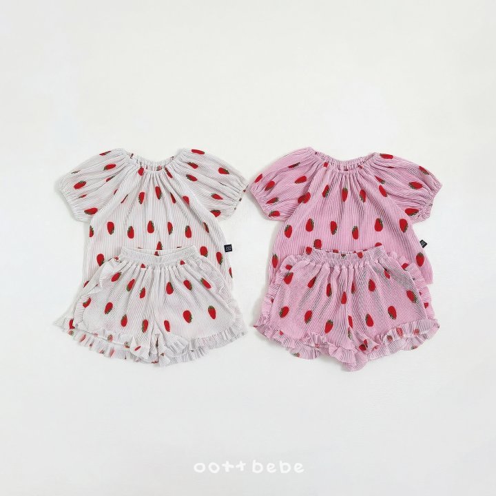 Oott Bebe - Korean Baby Fashion - #babyboutique - Sweet Berry Pleated Set (Kids)