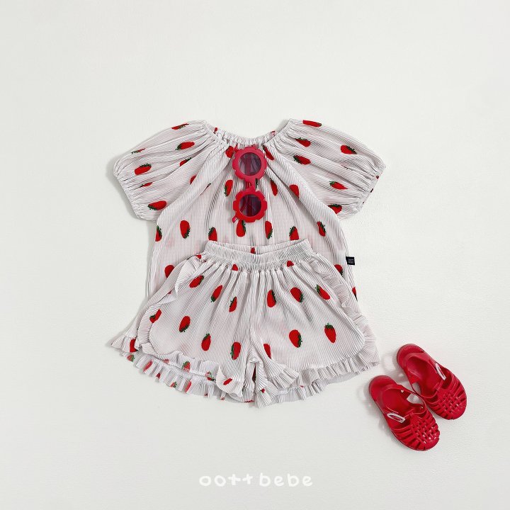 Oott Bebe - Korean Baby Fashion - #babyboutiqueclothing - Sweet Berry Pleated Set (Kids) - 2