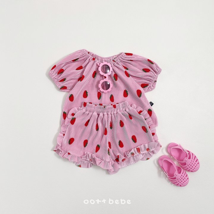 Oott Bebe - Korean Baby Fashion - #babyclothing - Sweet Berry Pleated Set (Kids) - 3