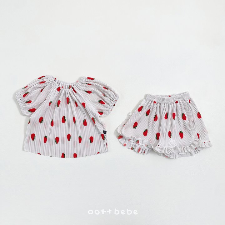 Oott Bebe - Korean Baby Fashion - #babyclothing - Sweet Berry Pleated Set (Kids) - 4