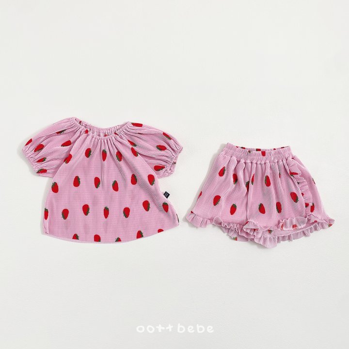 Oott Bebe - Korean Baby Fashion - #babyfever - Sweet Berry Pleated Set (Kids) - 5