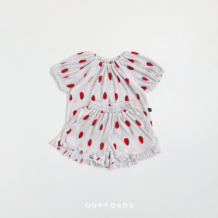 Oott Bebe - Korean Baby Fashion - #babyoninstagram - Sweet Berry Pleated Set (Kids) - 8